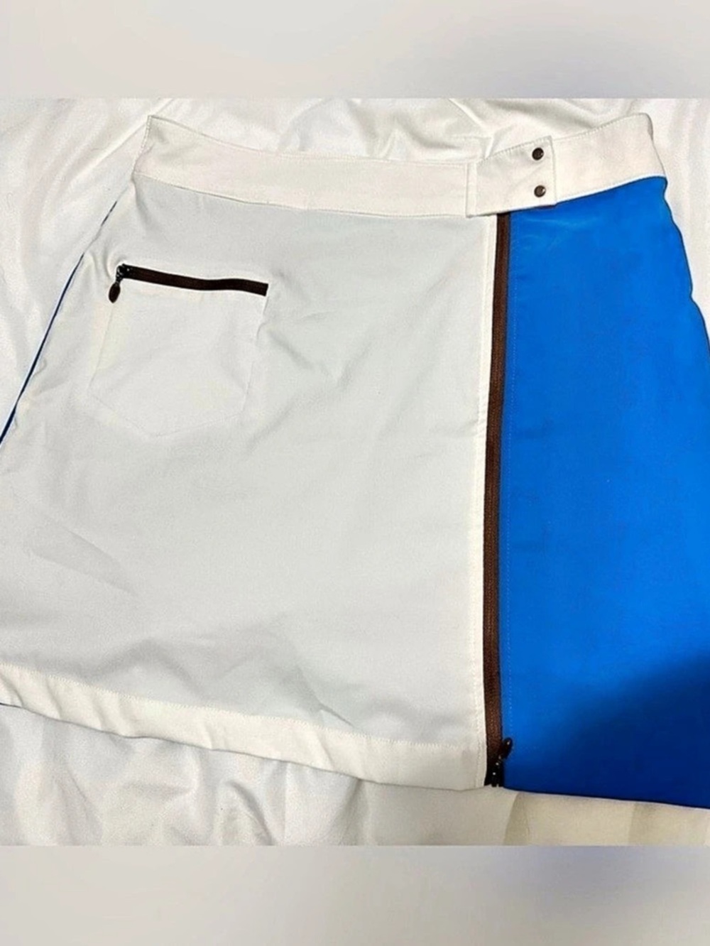 Lopez Color Block Mini Skirt in Blue & White Like New